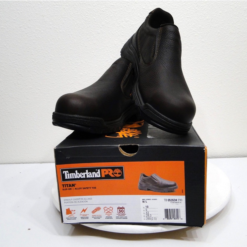 Timberland PRO Titan Slip-On Alloy Safety Toe Work Shoes Brown Mens 10 TB053534